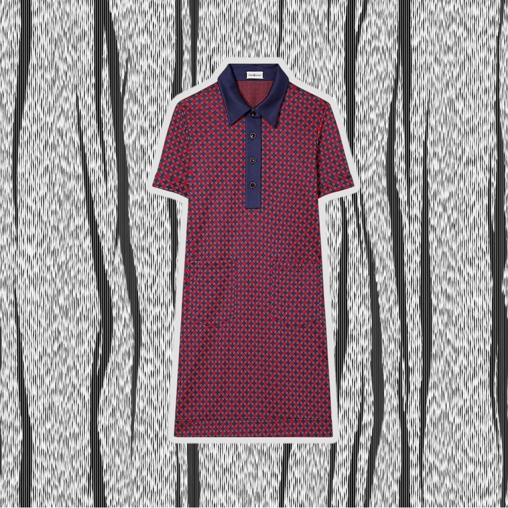 NWT Tory Sport ‘Performance Jacquard Dress’ in “Tory Navy Foyer Geo” Print Sz XS